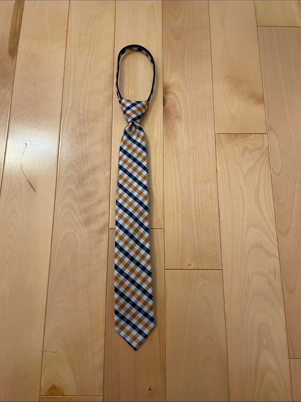 Classic Plaid Men's Necktie in Blue, White & Gold